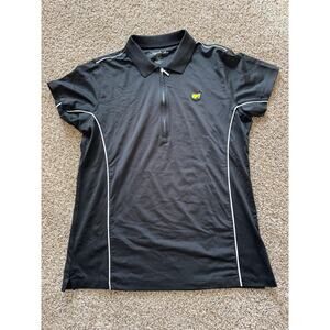 Masters Magnolia Lane Golf Polo Shirt Ladies Large Black White Augusta 1/4 Zip